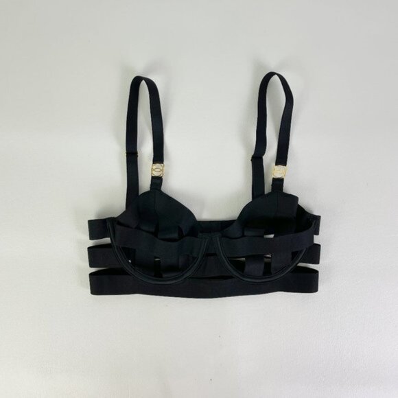 NWOT Victoria's Secret Bra 30B Unlined Balconet Strappy Banded Black B1719 - Picture 1 of 8